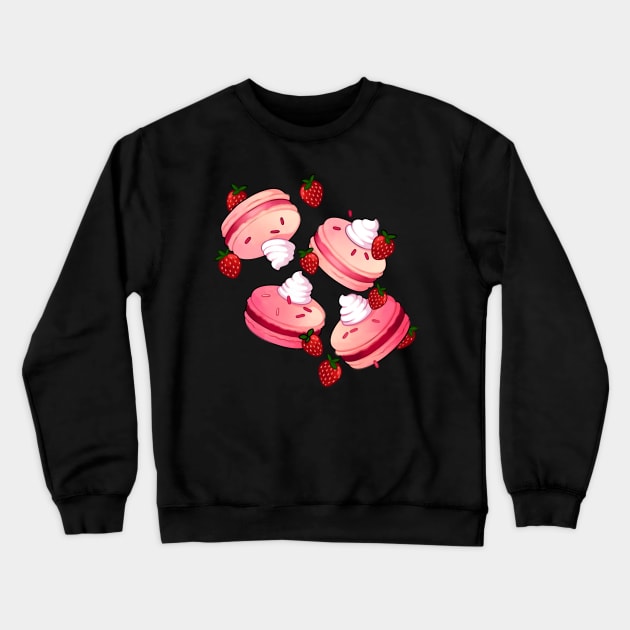 Strawberries & Cream Macarons Crewneck Sweatshirt by MidnightTeashop